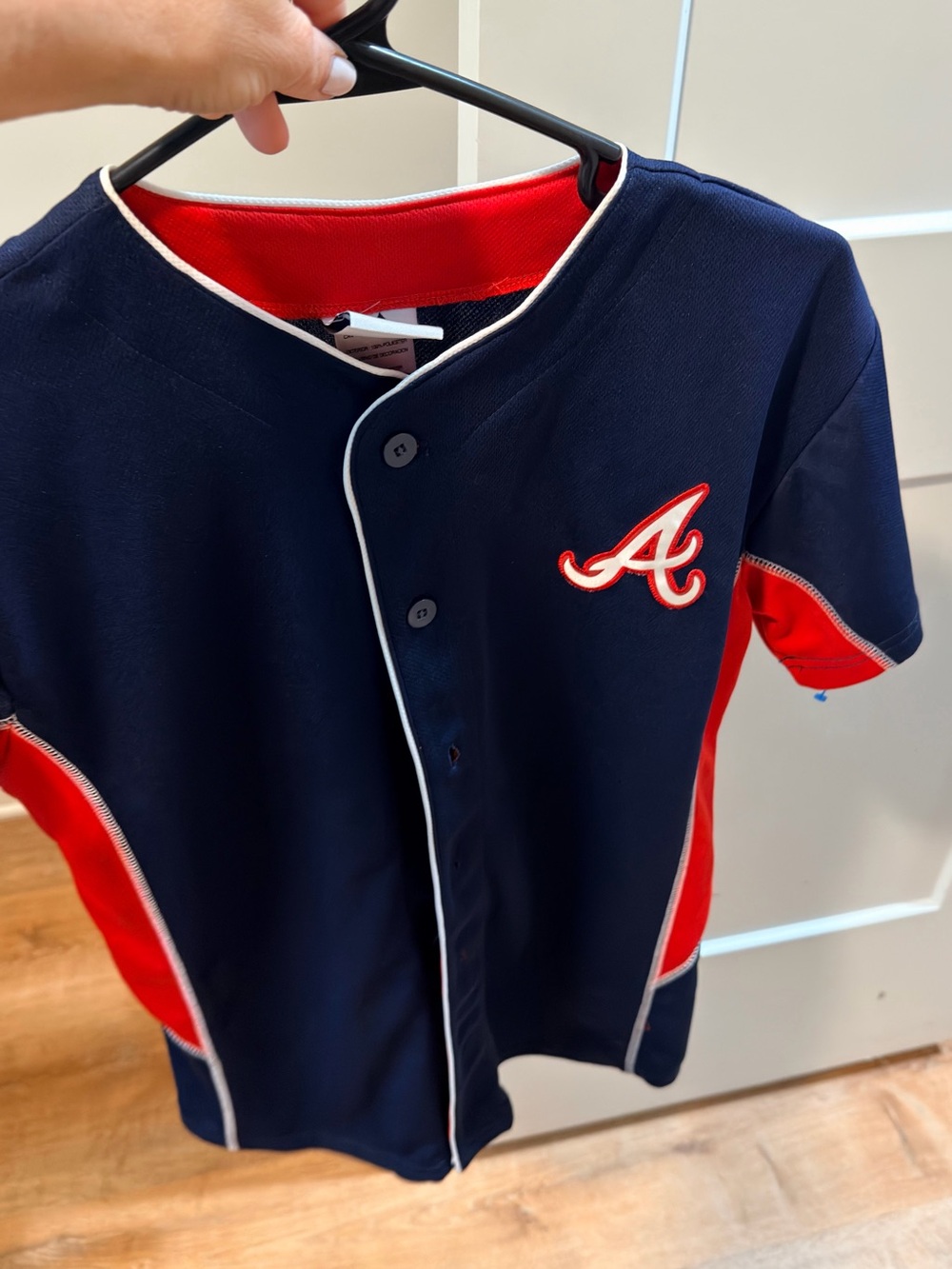 Kids Navy & Red Baseball Jersey with 'A' Logo